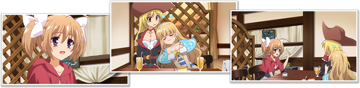 TVアニメ第3話であかり、ライカ、麒麟がお茶をしたキュアメイドカフェ